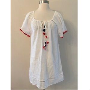 J. Crew White Coverup with Red Accents